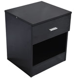 ZUN 1 Drawer Metal Handle Bedside Cabinet Night Table Black 91977712