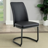 ZUN Contemporary Dark Gray Set of 2pc Side Chairs Kitchen Dining Room Metal U-Shaped Base Leatherette B011P145388