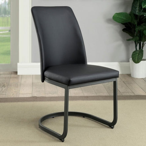 ZUN Contemporary Dark Gray Set of 2pc Side Chairs Kitchen Dining Room Metal U-Shaped Base Leatherette B011P145388