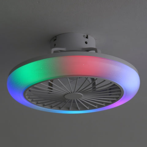 ZUN 18Inches RGB Ceiling Fan with Lights, Dimmable LED, Remote Control / APP Control, 6 Speeds of Wind W2009127690