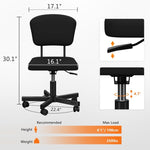 ZUN Mesh Task Chair Plush Cushion, Armless Desk Chair Home Office Adjustable Swivel Rolling Task W2181P164910