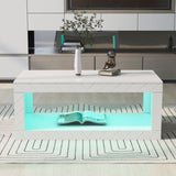 ZUN U-Can Modern LED Coffee Table, High Glossy Rectangle Coffee End Table with 16 Colors LED Lights, One WF306721AAK