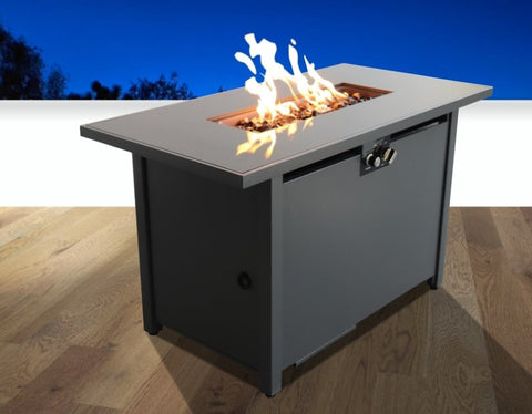 ZUN Living Source International 25'' H x 42'' W Steel Outdoor Fire Pit Table with Lid B120142201