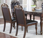 ZUN Majestic Formal Set of 2 Arm Chairs Brown Finish Rubberwood Dining Room Furniture Intricate Design B011138662