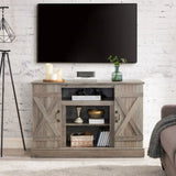 ZUN Farmhouse Classic Media TV Stand Antique Entertainment Console for TV up to 50" with Open and Closed W1758105873