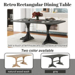 ZUN TREXM Retro Style Table 71'' Wooden Rectangular Table with Curved Design Legs WF306388AAE