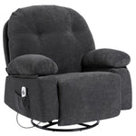 ZUN Modern Chenille Recliner Chairs Swivel Massage Rocker Recliner with Heat W1692P154176