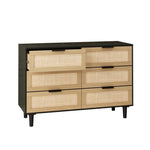 ZUN 6 drawers Rattan dresser Rattan Drawer, Bedroom,Living Room W75763041