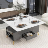 ZUN Modern Lift Top Coffee Table Multi Functional Table with Drawers in Gray & White WF307471AAG