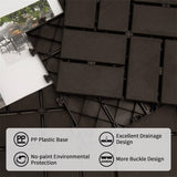 ZUN Patio Interlocking Deck Tiles, 12"x12" Square Composite Decking Tiles, Four Slat Plastic Outdoor W1859113478