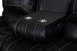 ZUN Faux Leather Reclining Sofa Couch Loveseat Sofa for Living Room Black W87683972