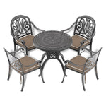 ZUN Ø31.50-inch Cast Aluminum Patio Dining Table with Black Frame and Umbrella Hole W1710120502