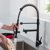 ZUN Heavy Duty Commercial Style Kitchen Sink Faucet, Single Handle Pre-Rinse Spring Sprayer Kitchen W1932P156129