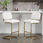 ZUN Mid-Century Modern Counter Height Bar Stools for Kitchen Set of 2, Armless Bar Chairs with Gold W1170104358