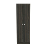 ZUN Buxton Rectangle 2-Door Storage Tall Cabinet Carbon Espresso and Black Wengue B06280489