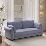 ZUN 2067 Sofa Armrest with Nail Head Trim Backrest with Buttons Includes Two Pillows 79" Grey Velvet W127846492