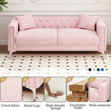 ZUN Charming Addition: 83" Pink Velvet Triple Sofa Set with 2 Complimentary Pillows – Ideal for Any W1278131612