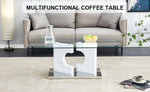 ZUN A rectangular modern and fashionable coffee table with tempered glass tabletop and white MDF legs. W1151P145200