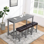 ZUN Bar Table Set with Power Outlet, Bar Table and Chairs Set, 4 Piece Dining Table Set, Industrial W1781110631
