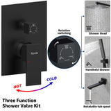 ZUN Male NPT Matte Black Shower System, 12 Inch Shower Fixtures Rain Shower Head with Handheld Shower 65592265