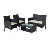 ZUN Patio outdoor rattan furniture -4 piece loveseat +2 armchair+coffie table for garden 4 PC Garden W20901064