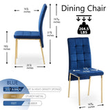 ZUN Dark Blue Velvet High Back Nordic Dining Chair Modern Fabric Chair with Golden Color Legs, Set Of 2 W116465074