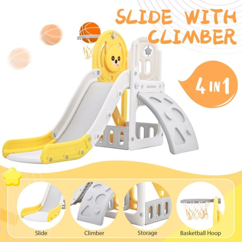 ZUN Toddler Climber and Slide Set 4 in 1, Kids Playground Climber Freestanding Slide Playset with PP304158AAL