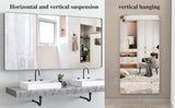 ZUN Oversized Bathroom Mirror with Mobile Tray Wall Mount Mirror,Vertical Horizontal Hanging Aluminum W708131924