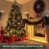 ZUN 6.5ft Pre-Lit Artificial Flocked Christmas Tree with 350 LED Lights&1200 Branch Tips,Pine Cones& 65055005