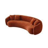 ZUN 102'' 5-Seater Boucle Sofa Modern Sectional Half Moon Leisure Couch Curved Sofa Teddy Fleece Orange W87694859