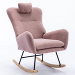 ZUN 35.5 inch Rocking Chair with Pocket, Soft Teddy Fabric Rocking Chair for Nursery, Comfy Wingback W1372105258