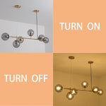 ZUN Modern American branch glass lampshade metal chain chandelier 6 bulbs W116960132