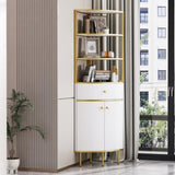 ZUN 74.8" Tall Modern Bookshelf,Fan-Shaped bookcase with 1 Drawer and 2 Doors ,Wooden Standing WF314777AAK