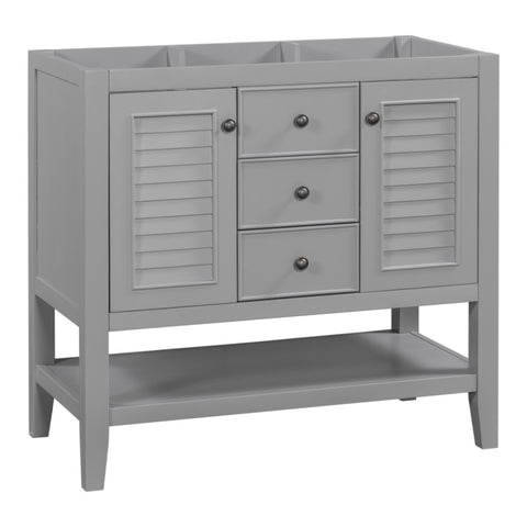 ZUN 36" Bathroom Vanity without Sink, Cabinet Base Only, Two Cabinets and Drawers, Open Shelf, Solid WF299657AAE