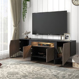 ZUN 63 Inch TV Stand with LED Lights, with Storage Cabinet and Shelves, TV Console Table Entertainment W881106465