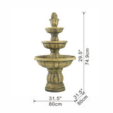 ZUN 31.5x31.5x29.5" Classic 3-Tier Garden Water fountain, Outdoor Polyresin Freestanding Fountain W2078124553