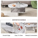 ZUN Gray MDF material circular textured coffee table, 31.4-inch gray middle table, modern coffee table, W1151131602