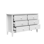 ZUN White Contemporary Roman Style, Solid Wood 6 Drawers Dresser Cabinet, Vanity Desk, Makeup Table With W1596102259