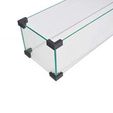 ZUN Fire Pit Table Wind Guard, 38.1 x 10.6 x 5.9 Inch Rectangular Glass Wind Guard, Clear Tempered Glass W944P160500