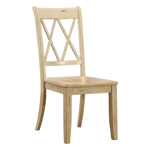 ZUN Casual Buttermilk Finish Side Chairs Set of 2 Pine Veneer Transitional Double-X Back Design Dining B01143555