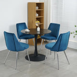 ZUN Modern simple velvet blue dining chair home bedroom stool back dressing chair student desk chair W210112667