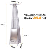 ZUN Outdoor Patio Propane Space Heater - 42,000 Btu Pyramid Propane Heater,7.5 Feet Tall,stainless steel W895122434