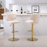 ZUN Modern Barstools Bar Height, Swivel Velvet Bar Counter Height Bar Chairs Adjustable Tufted W1361113195