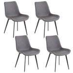 ZUN 4pcs Disassembled PU Iron Pipe Curved Dining Chair Black 72081080