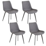 ZUN 4pcs Disassembled PU Iron Pipe Curved Dining Chair Black 72081080