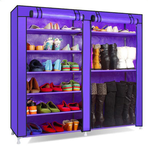 ZUN Double Rows 9 Lattices Combination Style Shoe Cabinet Purple 05054569