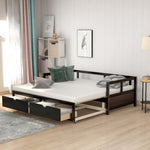 ZUN Wooden Daybed with Trundle Bed and Two Storage Drawers , Extendable Bed Daybed,Sofa Bed for Bedroom WF194973AAP