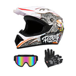 ZUN Adult Motorcycle ATV DOT Helmets With Gloves + Goggles Motocross Off Road Helmet For Dirt Bike Full 80017051