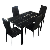 ZUN Rectangle Tempered Glass Dining Table with Nine Block Box Pattern Black 43588161