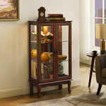 ZUN Curio Cabinet Lighted Curio Diapaly Cabinet with Adjustable Shelves and Mirrored Back Panel, W169392180